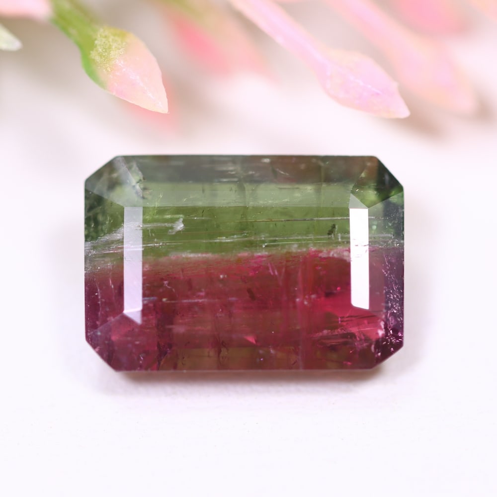 4.43cts Natural Watermelon Tourmaline - Bi-Colour Faceted Cut (1 of 3)