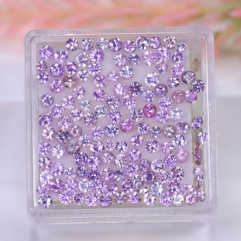 5.04Ct Pink Sapphire Set - 2.0mm Round Diamond Cut (1 of 2)