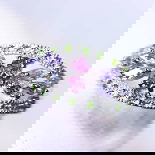 Ring US8 Tanzanite Rhodolite Garnet - 925 Sterling Silver  - Plated 14K White Gold: Ksmith Jewels Global Welcome to our auction house, today auction brought to you by Ksmith Jewels Global based in Penang, Malaysia specialize in all kinds of opal and color gemstone both in manufacturi