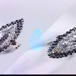 Ring US7 Sky Blue Topaz & Black Spinel - 925 Sterling Silver: Ksmith Jewels Global Welcome to our auction house, today auction brought to you by Ksmith Jewels Global based in Penang, Malaysia specialize in all kinds of opal and color gemstone both in manufacturi