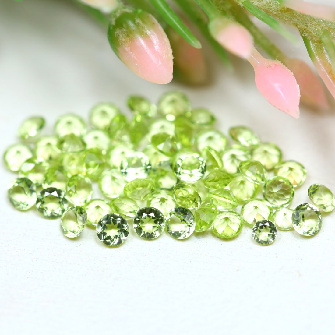 2MM 3.40Ct Natural Green Peridot Gemstone In Lots - Pakistan Gemstone - Round Gemstone: Ksmith Jewels Global Welcome to our auction house, today auction brought to you by Ksmith Jewels Global based in Penang, Malaysia specialize in all kinds of opal and color gemstone both in manufacturi