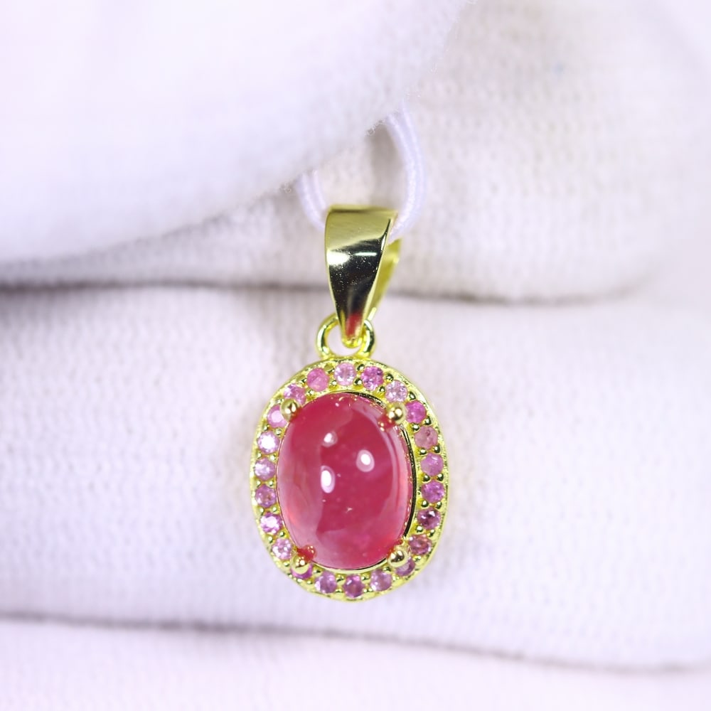 Pendant Ruby & Sapphire - 925 Sterling Silver (1 of 2)