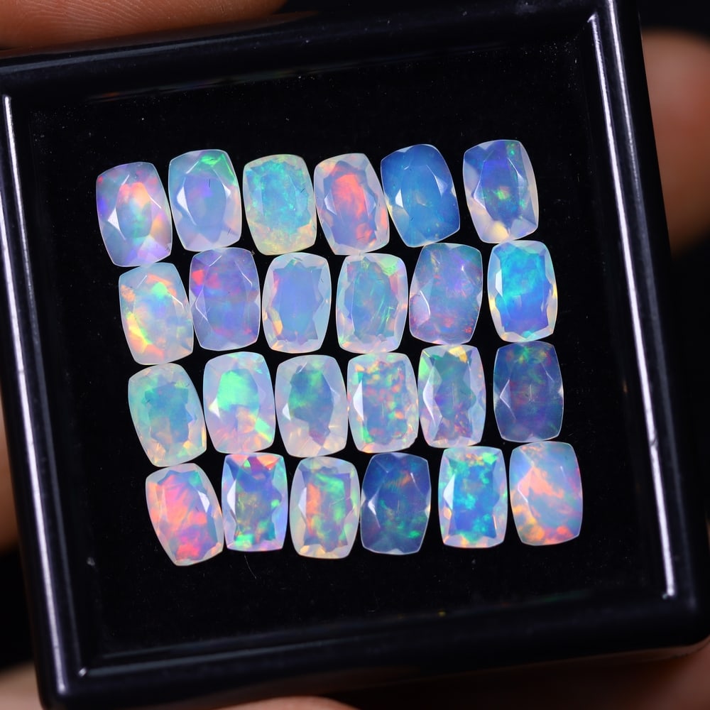 *8.56Ct 24pcs Calibrated 6x4mm Faceted Welo Opal Set - Ethiopian Opal: Ksmith Jewels Global Welcome to our auction house, today auction brought to you by Ksmith Jewels Global based in Penang, Malaysia specialize in all kinds of opal and color gemstone both in manufacturi