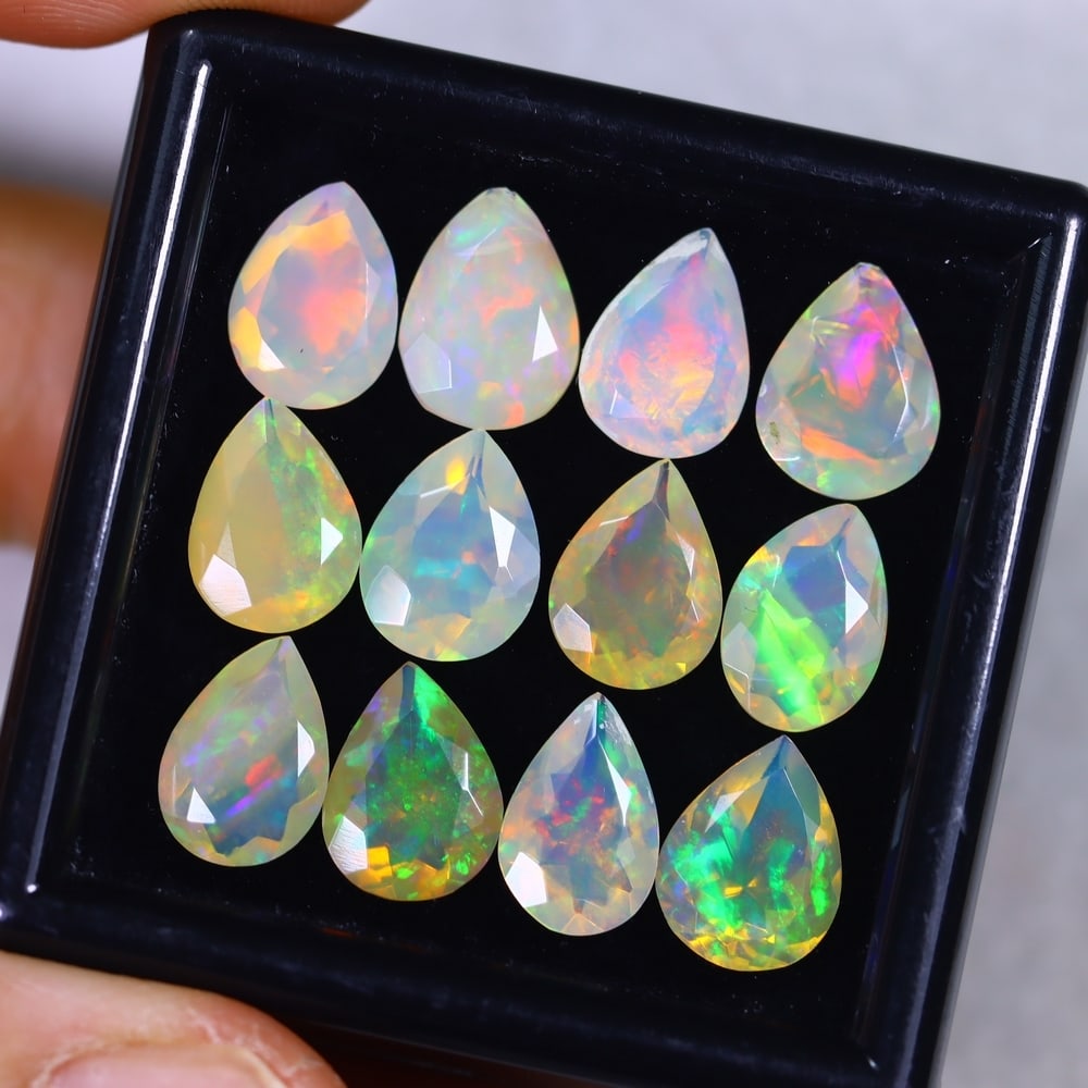 13.50Ct Welo Opal Lot - Ethiopian Opal - Pear Faceted: Ksmith Jewels Global Welcome to our auction house, today auction brought to you by Ksmith Jewels Global based in Penang, Malaysia specialize in all kinds of opal and color gemstone both in manufacturi