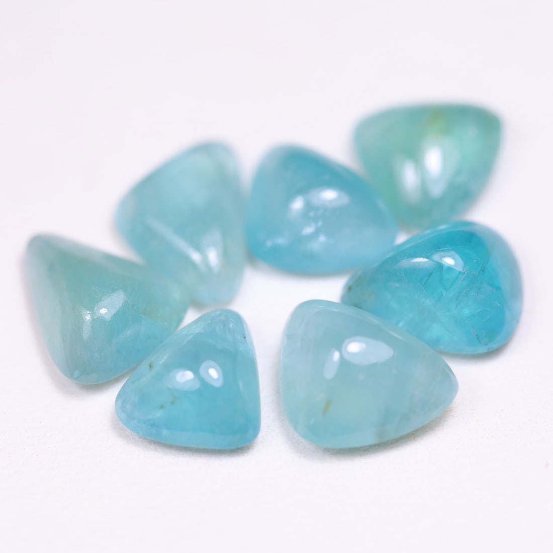 19.60Cts Natural Unheated 7Pcs Bluish Green Grandidierite Africa Trillion Cabochon OT6905: Ksmith Jewels Global Welcome to our auction house, today auction brought to you by Ksmith Jewels Global based in Penang, Malaysia specialize in all kinds of opal and color gemstone both in manufacturi