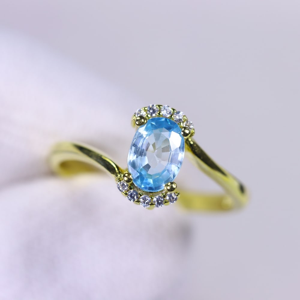 Ring US6.5 Sapphire & Zircon - 925 Sterling Silver (1 of 3)