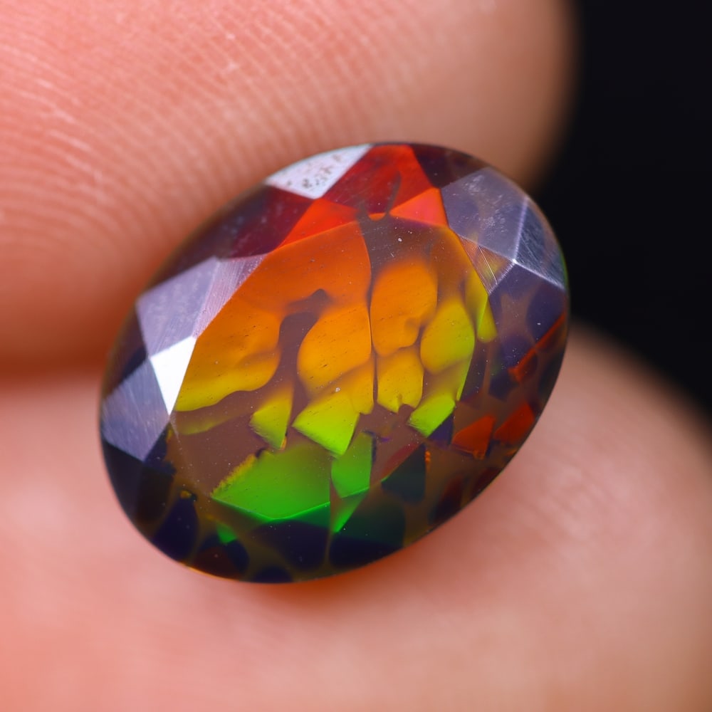2.55Ct Welo Black Faceted Opal Polished - Ethiopian Opal (1 of 9)