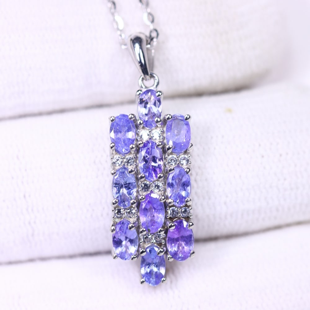18inches Necklace Tanzanite & White Topaz - 925 Sterling Silver (1 of 3)