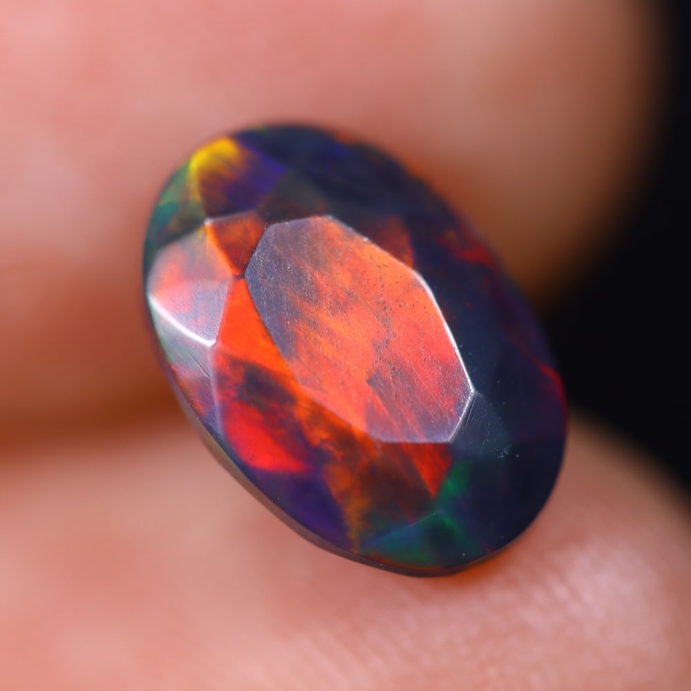 1.55Ct Welo Black Faceted Opal Polished - Ethiopian Opal (1 of 5)