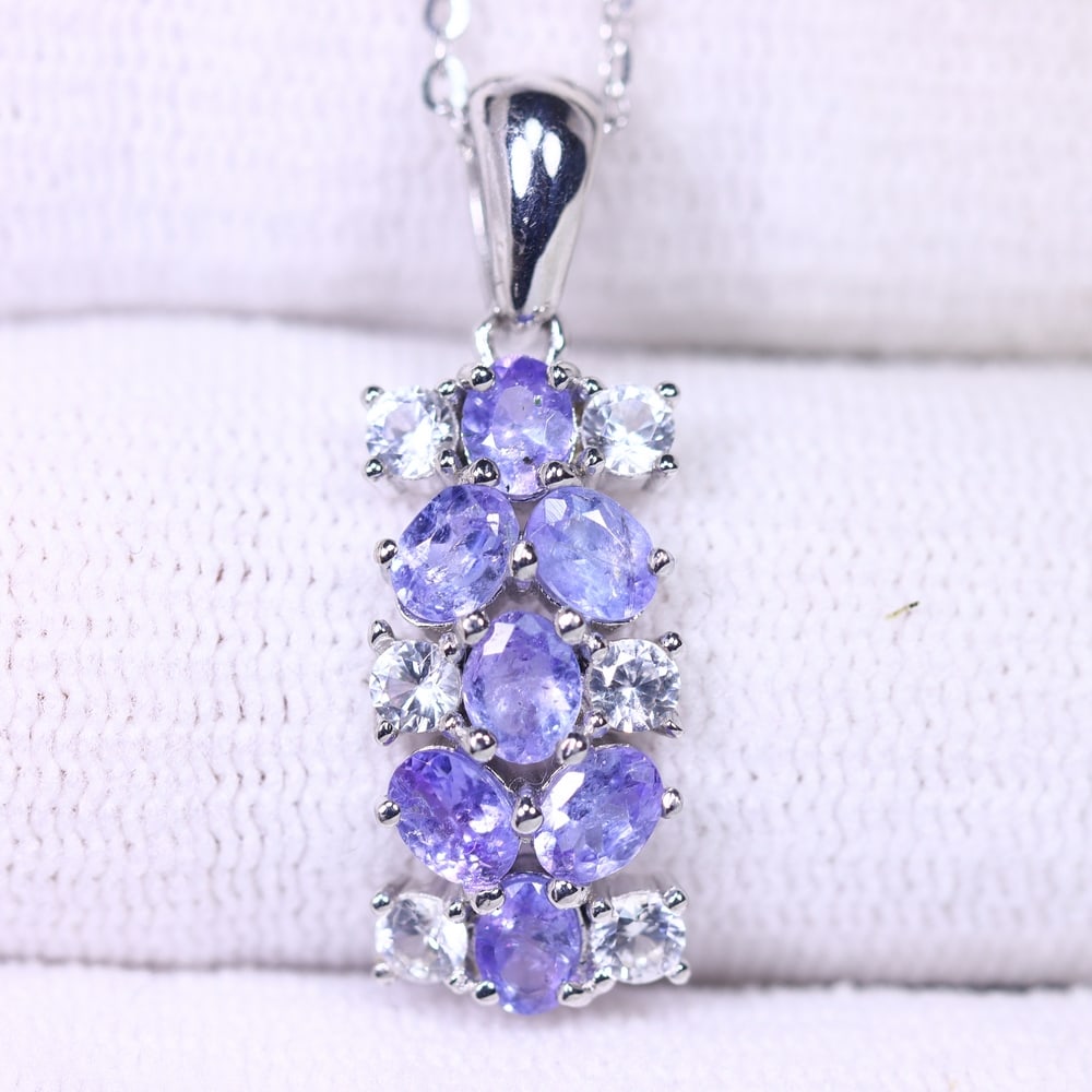 18inches Necklace Tanzanite & White Topaz - 925 Sterling Silver (1 of 3)