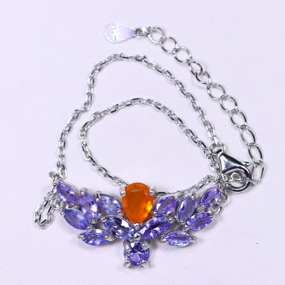 7inches Bracelet Orange Opal & Tanzanite - 925 Sterling Silver: Ksmith Jewels Global Welcome to our auction house, today auction brought to you by Ksmith Jewels Global based in Penang, Malaysia specialize in all kinds of opal and color gemstone both in manufacturi