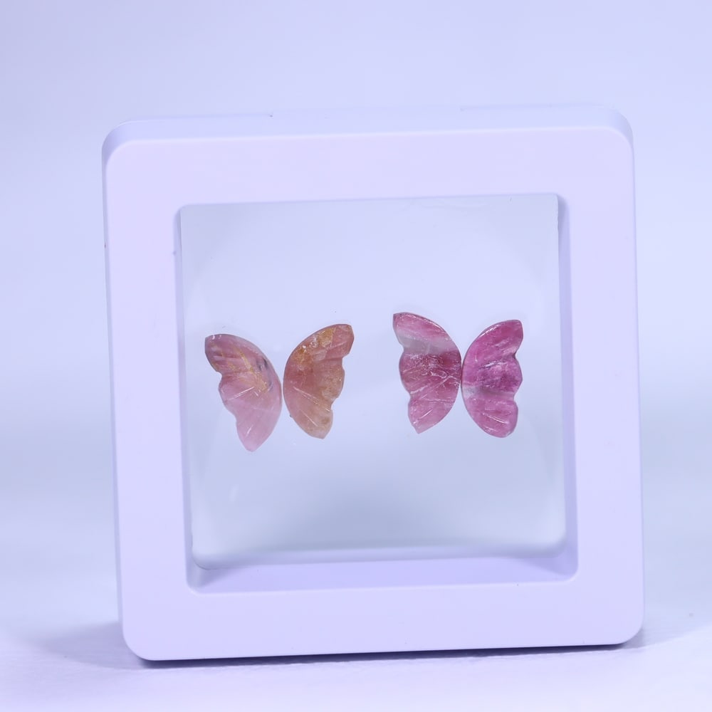 2 Pairs of Natural Tourmaline Butterfly Carving, Size 12x12mm (approx): Ksmith Jewels Global Welcome to our auction house, today auction brought to you by Ksmith Jewels Global based in Penang, Malaysia specialize in all kinds of opal and color gemstone both in manufacturi