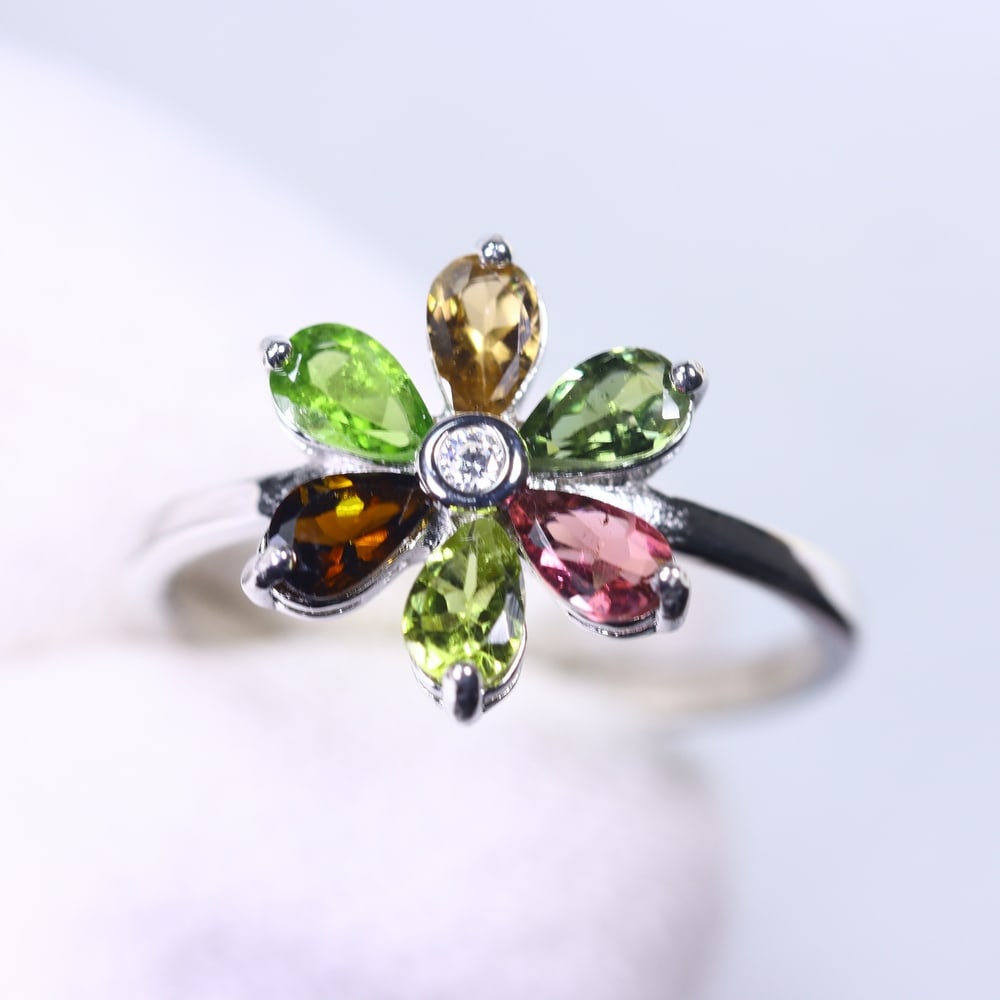 Ring US8 Tourmaline - 925 Sterling Silver  - Plated 14K White Gold (1 of 3)