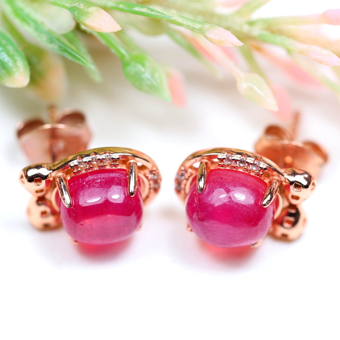 Total Weight 12.40Cts Natural 925 Sterling Silver Red Ruby Earrings (1 of 2)