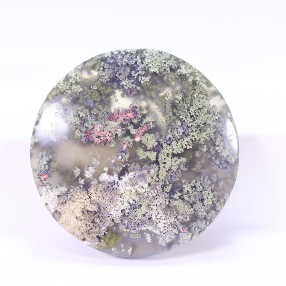 39.76Ct Moss Agate Cabochon - Polished - 28x28mm Approx: Ksmith Jewels Global Welcome to our auction house, today auction brought to you by Ksmith Jewels Global based in Penang, Malaysia specialize in all kinds of opal and color gemstone both in manufacturi