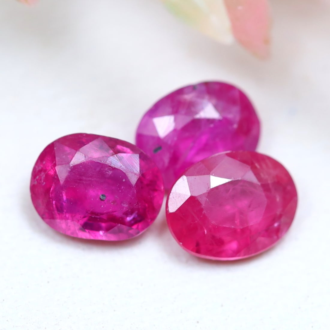 1.43Ct Natural Heated Pinkish Red Ruby Lot - Mozambique Gemstone - Oval Faceted (1 of 2)
