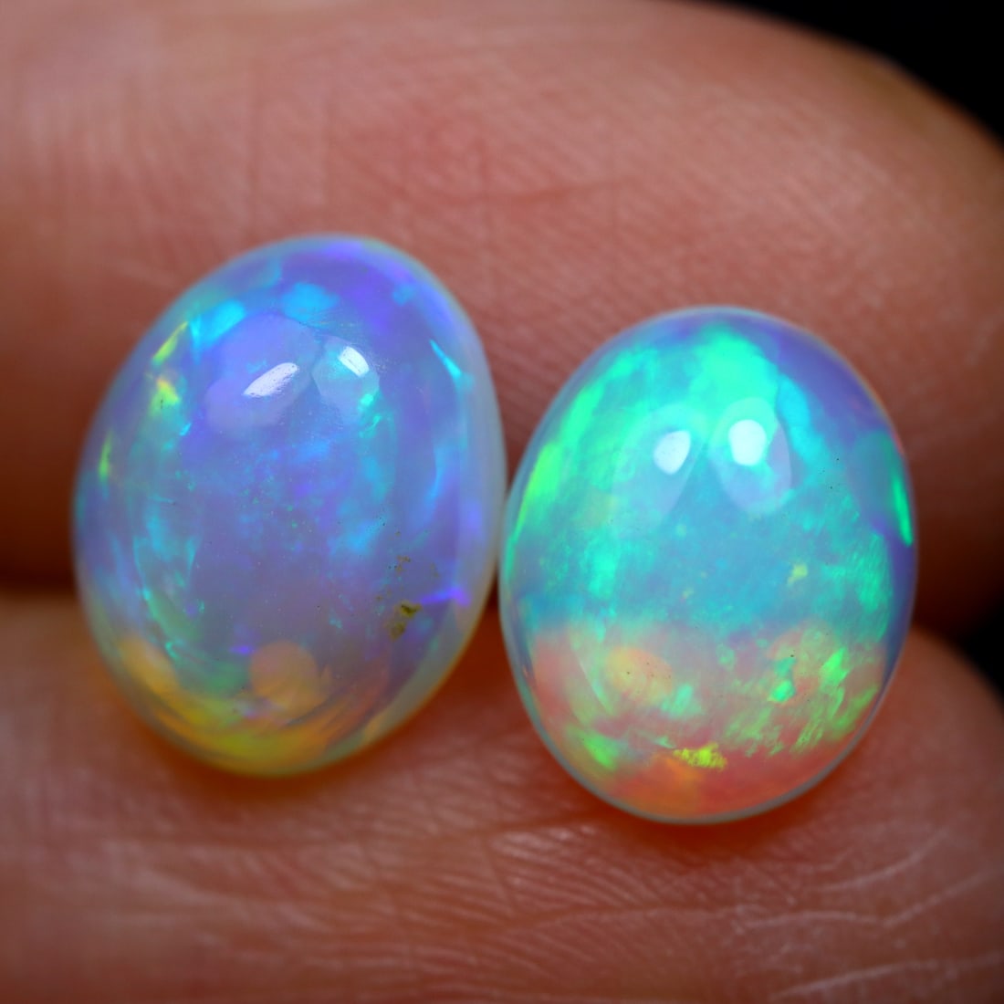 3.81Ct Natural Flashy Rainbow Ethiopian Welo Opal Pair (1 of 3)