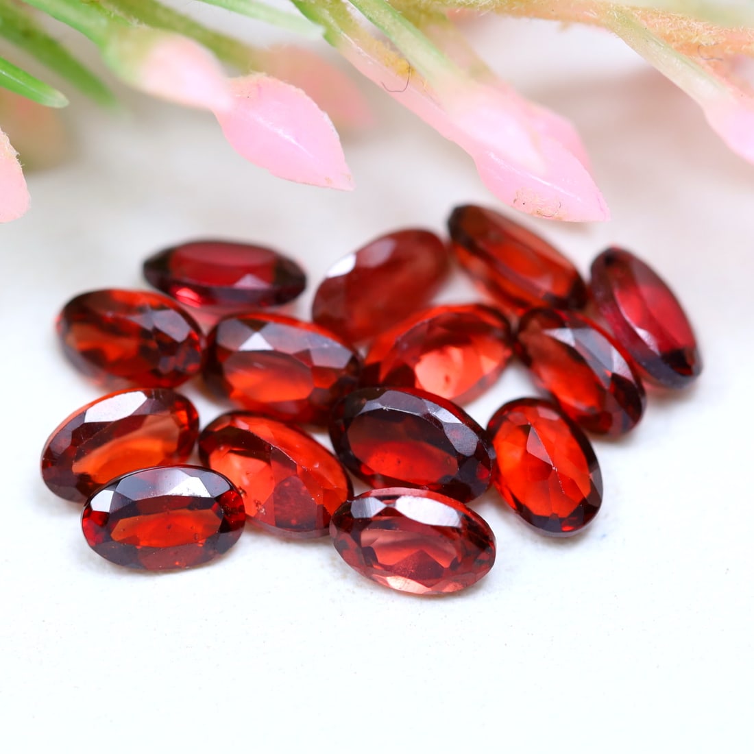 4.64Ct Natural Orange Red Garnet Lot Oval Faceted for Jewelry Making (1 of 2)