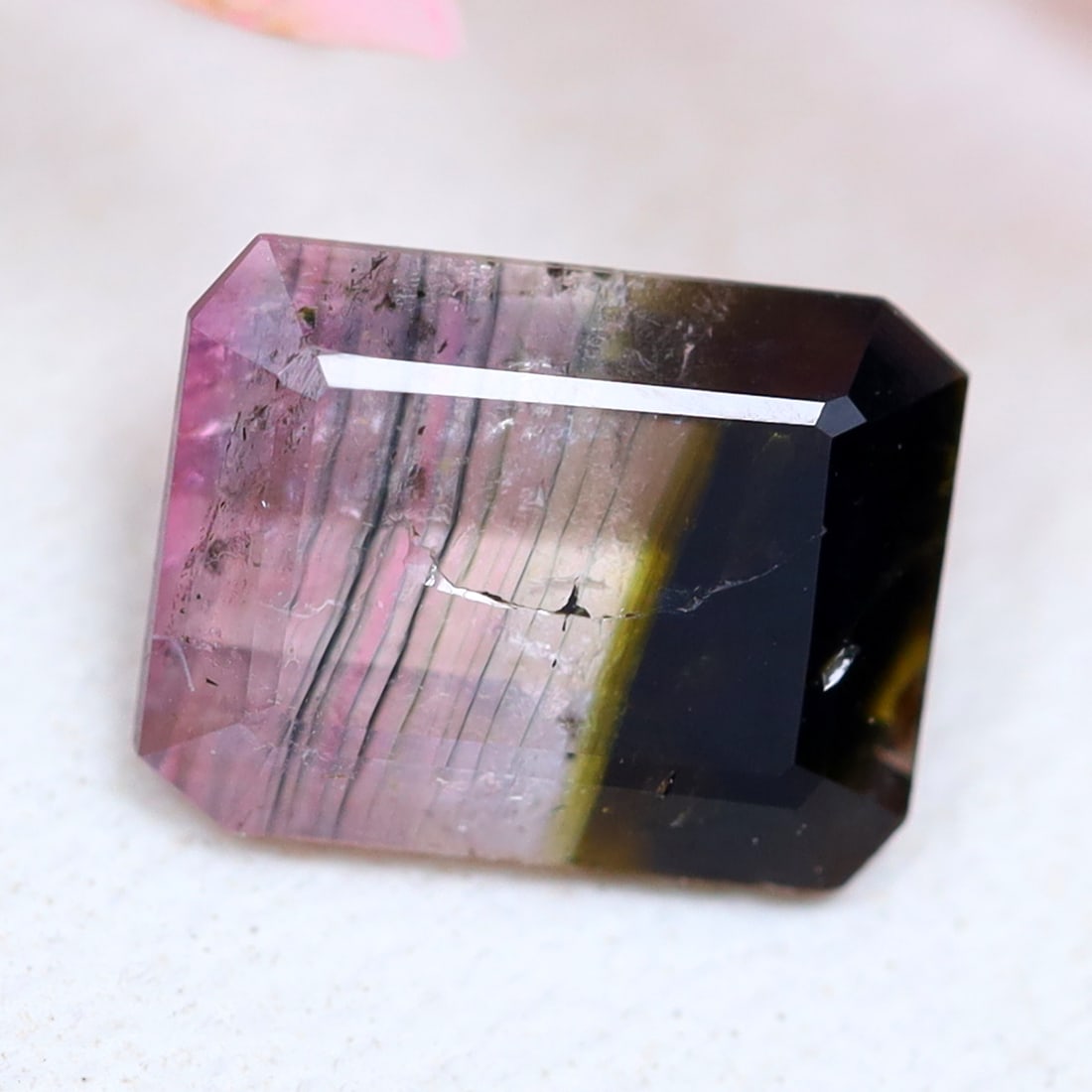 Tourmaline 0.79Ct Natural Mozambique Bi-Color Tourmaline Emerald Cut (1 of 2)