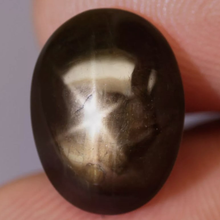 Star Sapphire 13.24Ct Natural Golden Black 6 Rays Gold Star Sapphire (1 of 2)