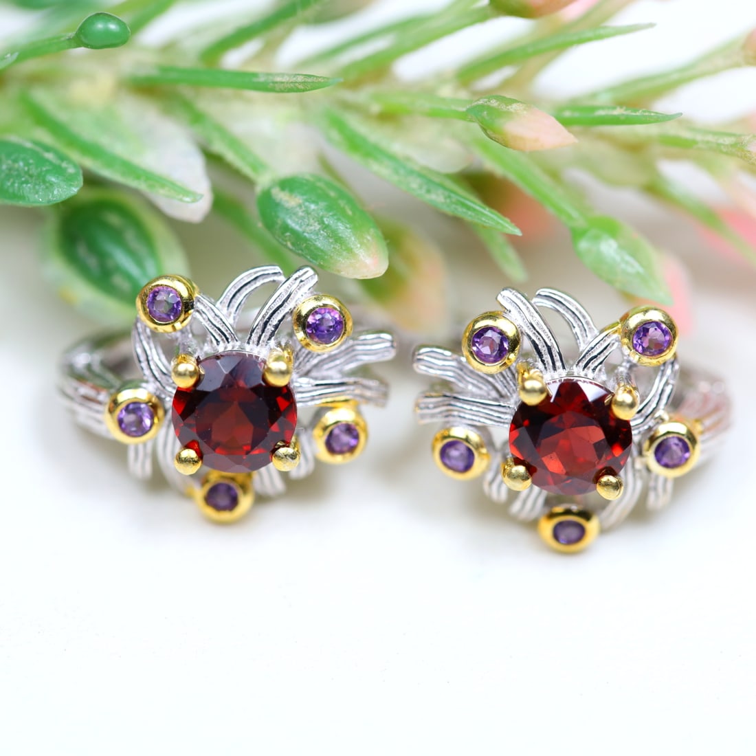 Total Weight 16.36Cts Natural Red Garnet, Purple Amethyst Earrings 925 Silver: Ksmith Jewels Global Welcome to our auction house, today auction brought to you by Ksmith Jewels Global based in Penang, Malaysia specialize in all kinds of opal and color gemstone both in manufacturi