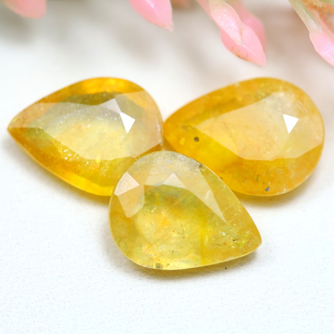 10.52Ct Natural Heated 3Pcs Yellow Madagascar Pear Cut Sapphire: Ksmith Jewels Global Welcome to our auction house, today auction brought to you by Ksmith Jewels Global based in Penang, Malaysia specialize in all kinds of opal and color gemstone both in manufacturi