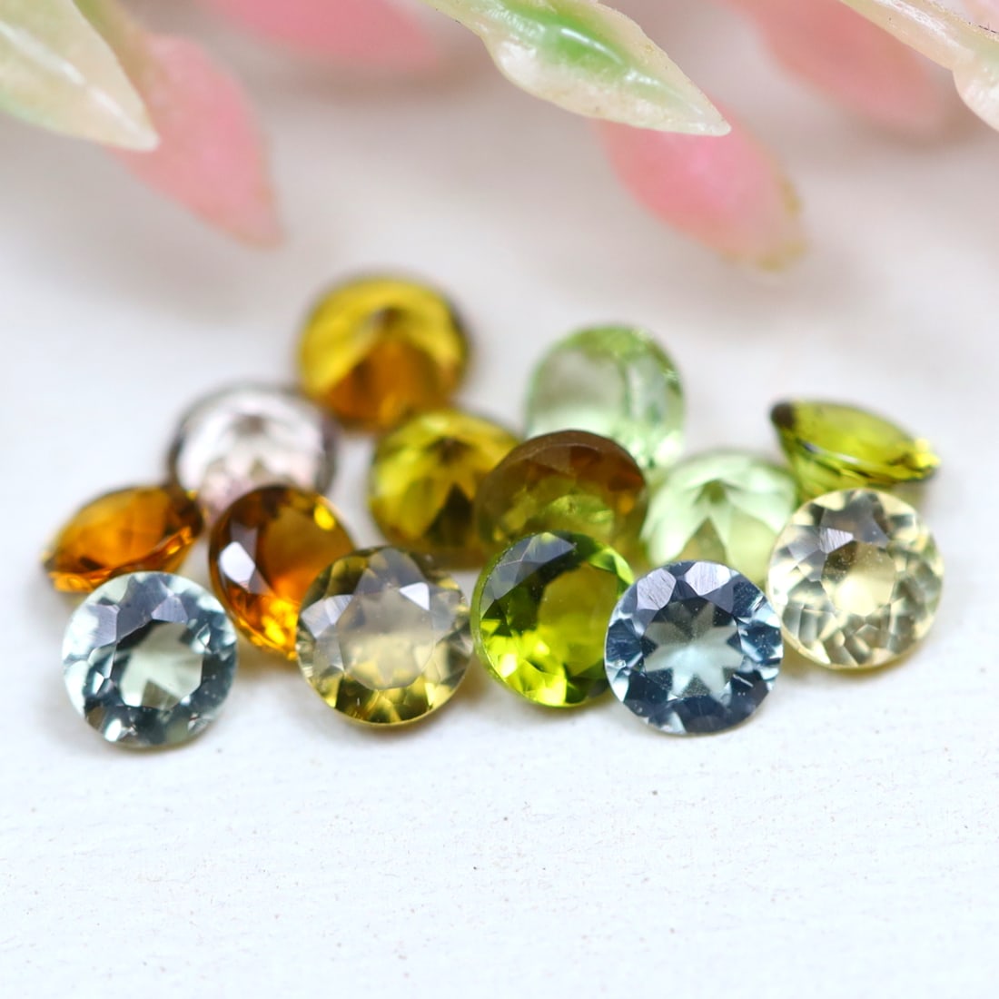 2.5MM Tourmaline 1.24Ct Round Cut Natural Greenish Color Afghanistan Tourmaline LOT (1 of 2)