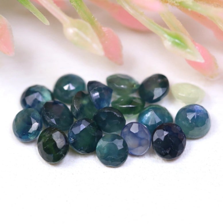 3.00Ct Natural Round Cut Greenish Blue Sapphire Lot OT6432 (1 of 2)