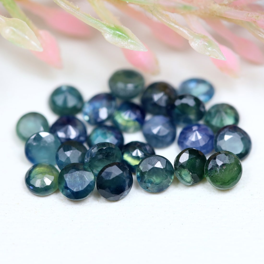 4.46Ct Natural Wholesale Blue Green Sapphire Lot - Madagascar Gemstone - Round Faceted (1 of 2)