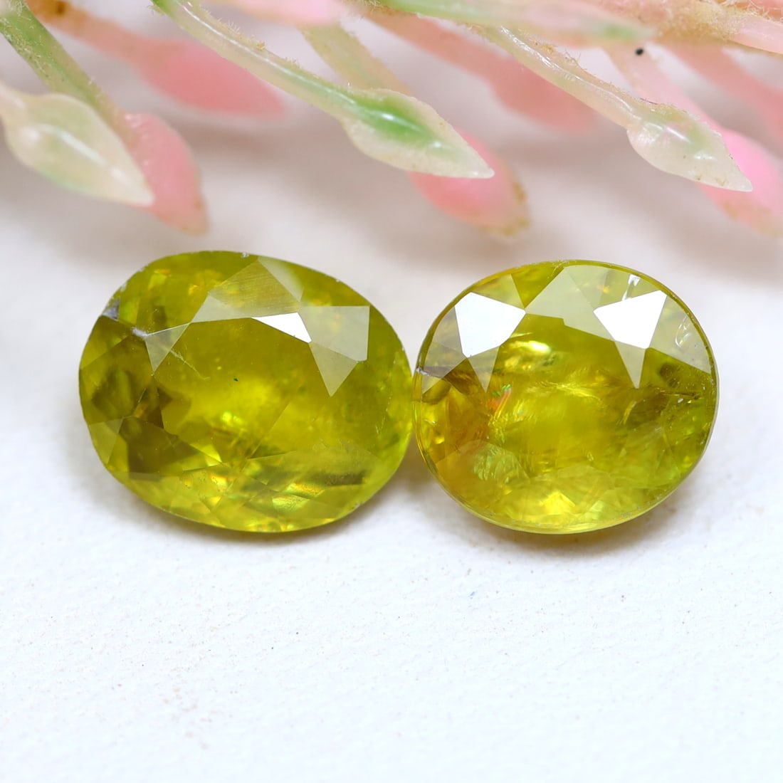 Sphene 3.49Ct Natural Oval Cut Unheated Yellowish Green Sphene Lot (1 of 2)