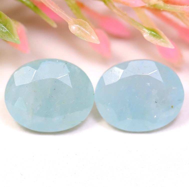 Aquamarine 5.71Ct Natural Oval Cut Light Blue Aquamarine Pair (1 of 1)