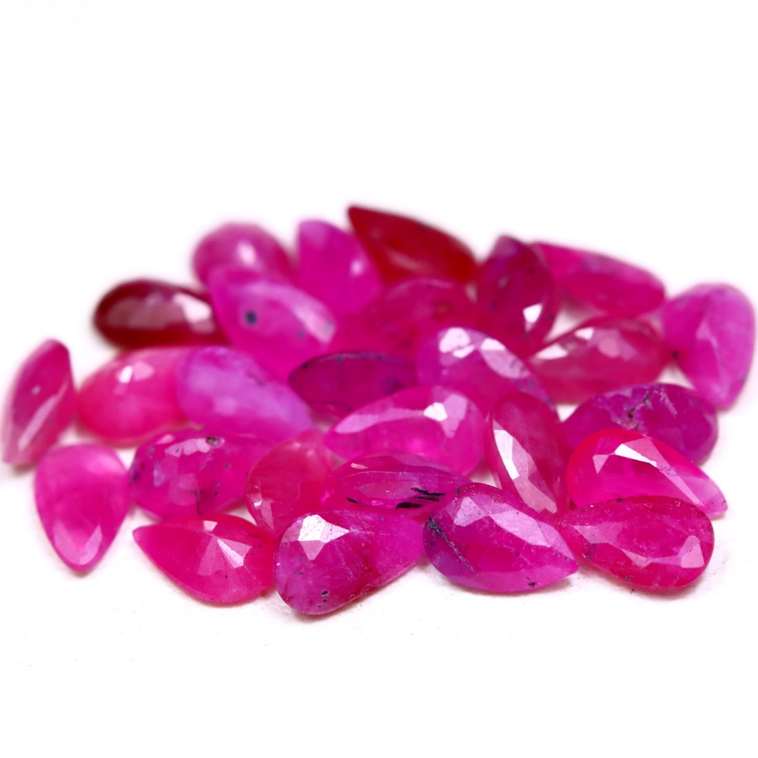 6.76Ct Natural Heated Pinkish Red Ruby Lot - Mozambique Gemstone - Pear Faceted (1 of 2)