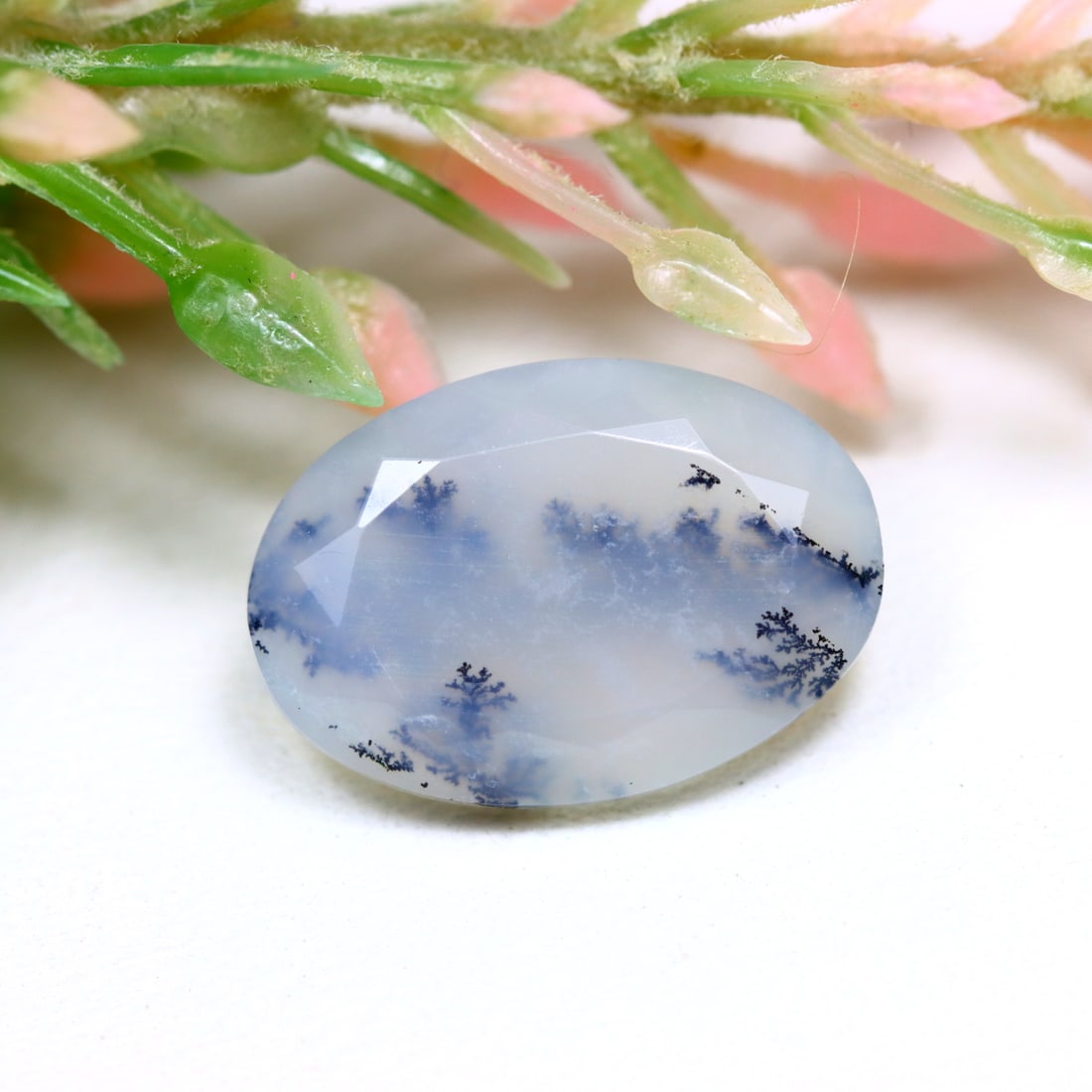 Dendrite Opa 3.25Ct Oval Cut Natural Faceted Dendrite Opal 13.5x9.4x5MM (1 of 2)