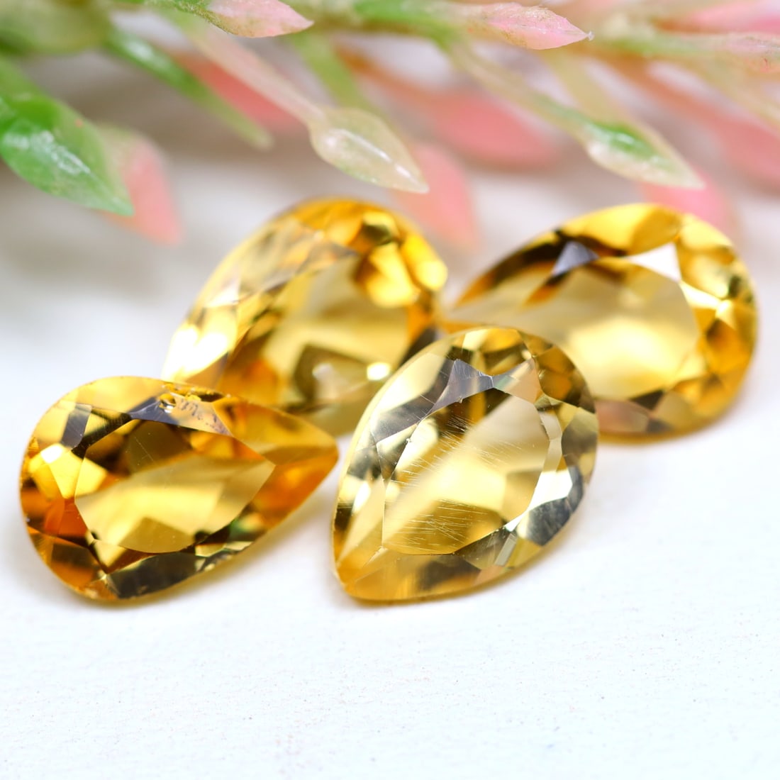 7.63Ct Natural Pear Yellow Citrine Gemstone 4 PCS for Jewelry Making: Ksmith Jewels Global Welcome to our auction house, today auction brought to you by Ksmith Jewels Global based in Penang, Malaysia specialize in all kinds of opal and color gemstone both in manufacturi