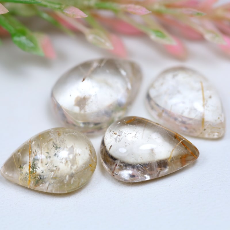 19.50 CT. Unheated 4Pcs Colorless Phantom Quartz Africa Mix Sharp Cabochon: Ksmith Jewels Global Welcome to our auction house, today auction brought to you by Ksmith Jewels Global based in Penang, Malaysia specialize in all kinds of opal and color gemstone both in manufacturi