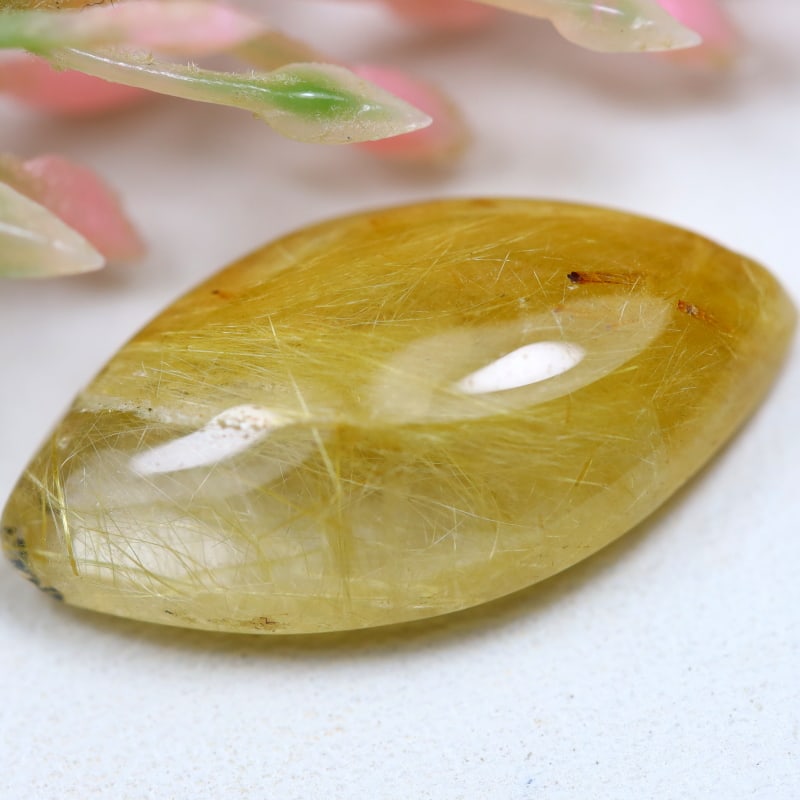 Quartz 7.78Ct Natural Golden Rutiled Quartz Cabochon: Ksmith Jewels Global Welcome to our auction house, today auction brought to you by Ksmith Jewels Global based in Penang, Malaysia specialize in all kinds of opal and color gemstone both in manufacturi