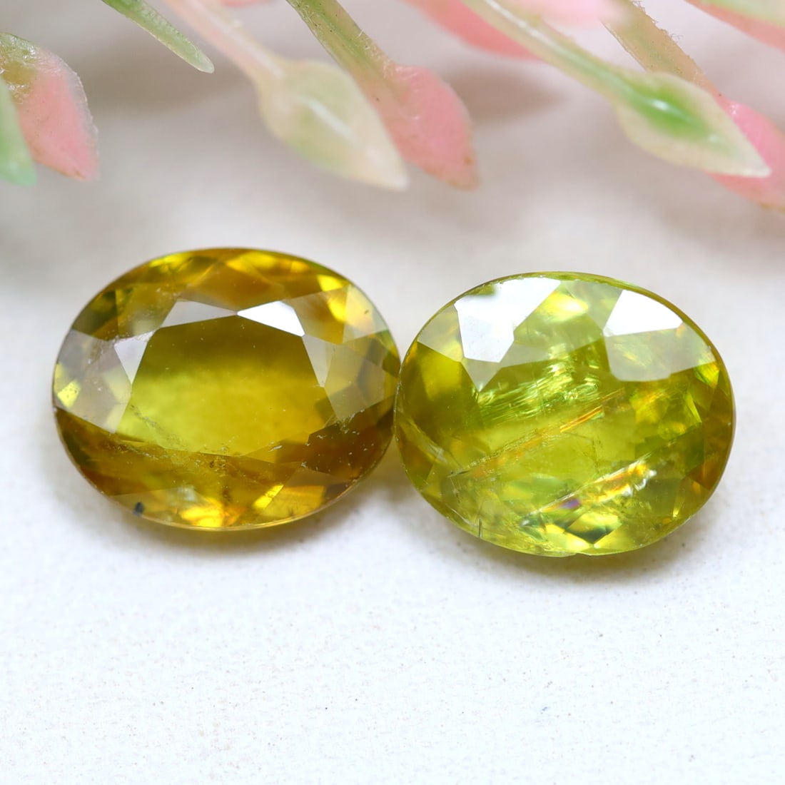 Sphene 3.26Ct Natural Oval Cut Unheated Yellowish Green Sphene Lot (1 of 2)