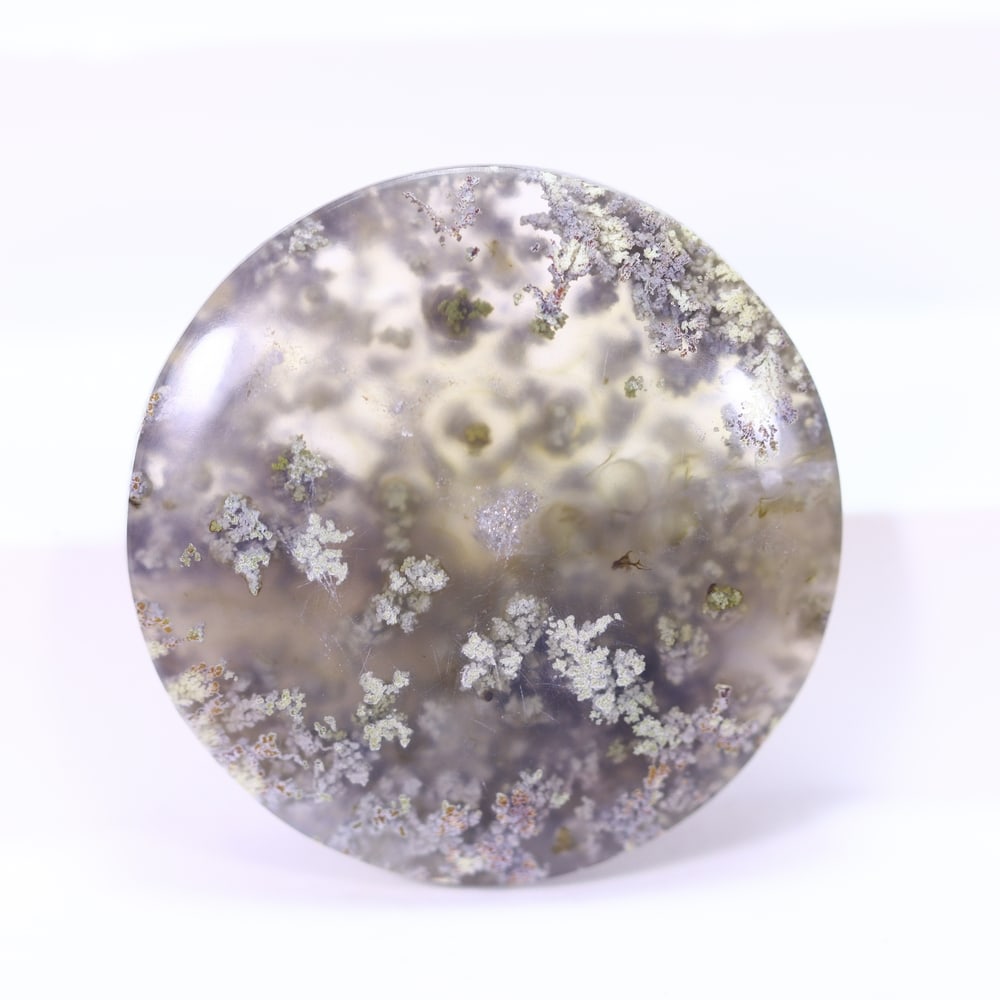 48.20Ct Moss Agate Cabochon - Polished - 32x32mm Approx, 346E: Ksmith Heritage Auctioneers Welcome to our auction house, today auction brought to you by Ksmith Heritage Auctioneers based in Penang, Malaysia specialize in all kinds of opal and color gemstone both