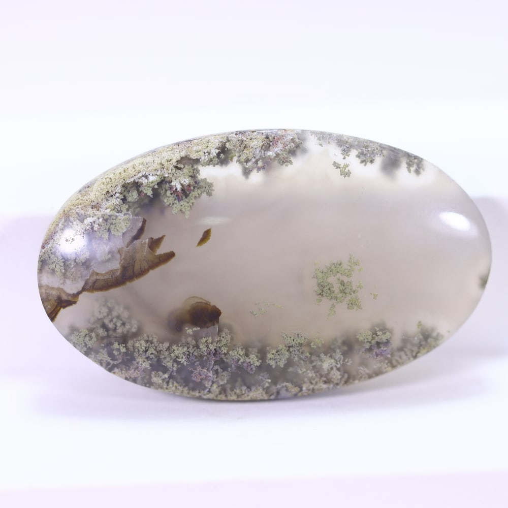 47.83Ct Moss Agate Cabochon - Polished - 37x22mm Approx, 52E: Ksmith Heritage Auctioneers Welcome to our auction house, today auction brought to you by Ksmith Heritage Auctioneers based in Penang, Malaysia specialize in all kinds of opal and color gemstone both