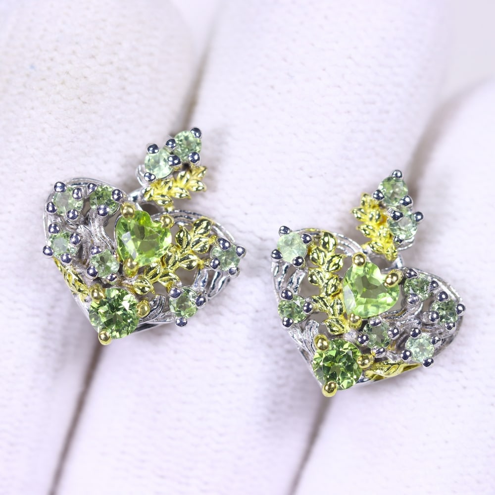 Earrings Peridot - 925 Sterling Silver, 1202B (1 of 2)