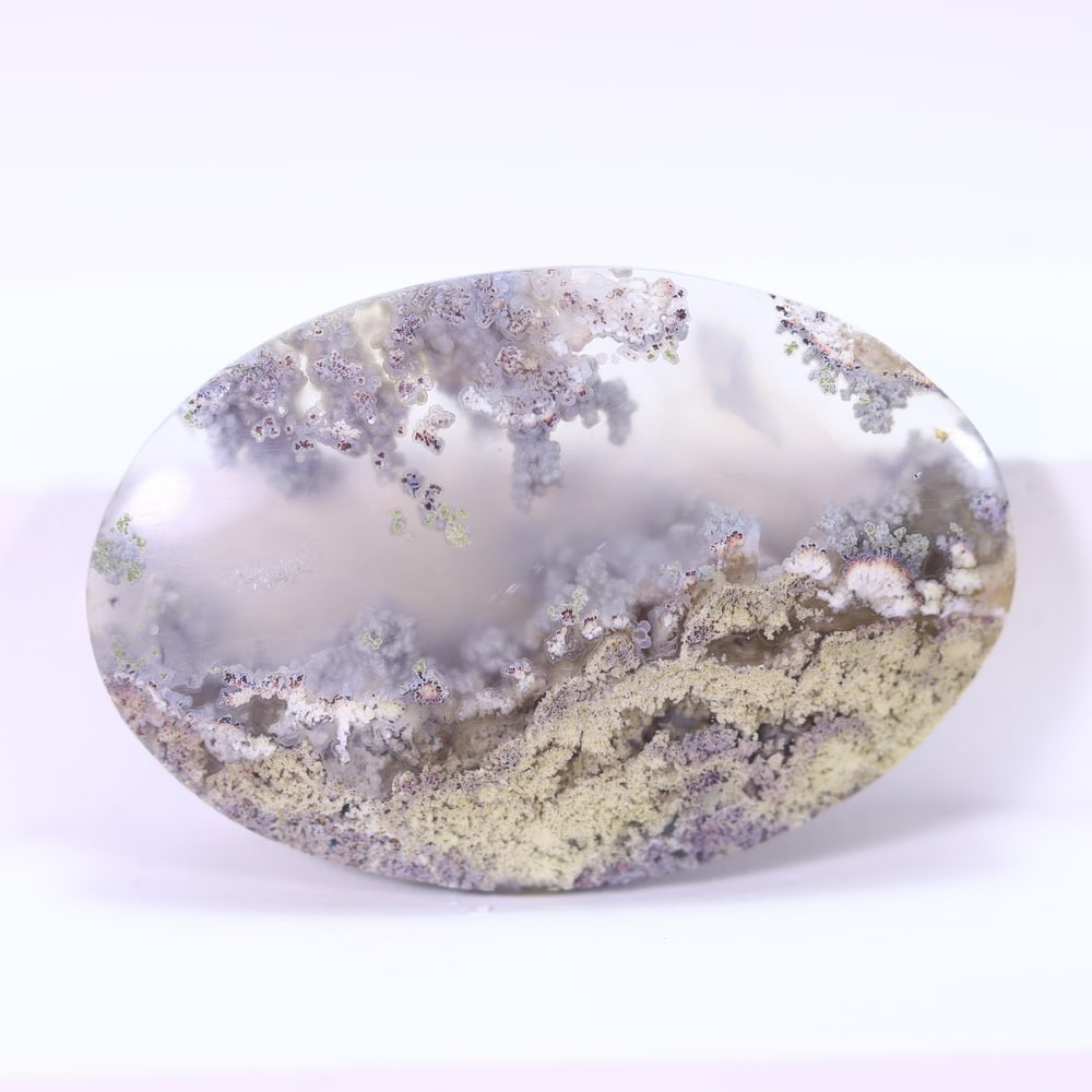 32.57Ct Moss Agate Cabochon - Polished - 35x23mm Approx, 888E: Ksmith Heritage Auctioneers Welcome to our auction house, today auction brought to you by Ksmith Heritage Auctioneers based in Penang, Malaysia specialize in all kinds of opal and color gemstone both