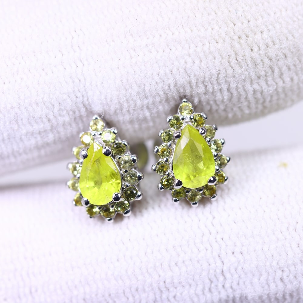 Earrings Yellow Sapphire - 925 Sterling Silver , 980B (1 of 2)