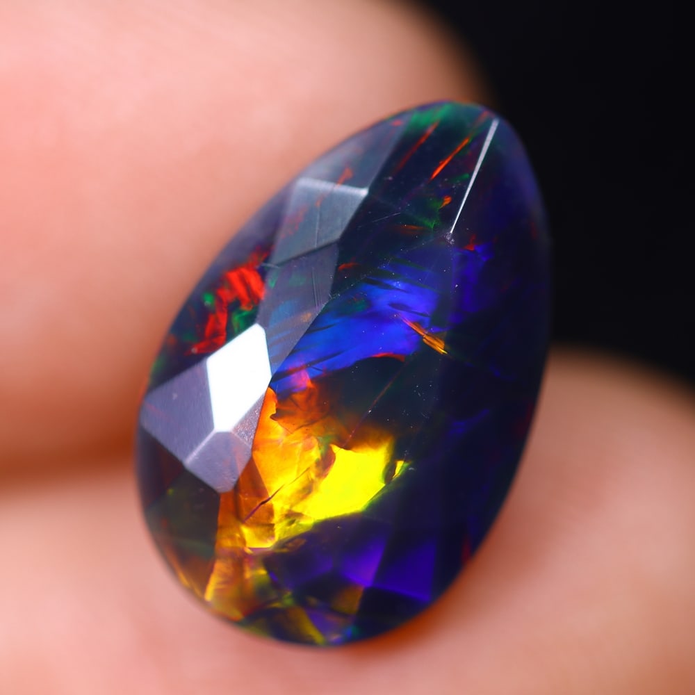 3.89Ct Welo Black Opal - Ethiopian Opal - Faceted Polished , 998E (1 of 8)