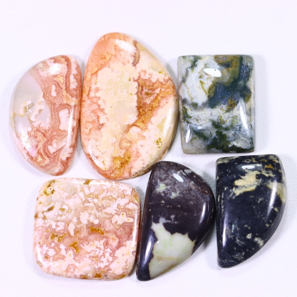 112Ct Multi Agate Cabochon Set - Polished - 19x15 mm Approx, 765B: Ksmith Heritage Auctioneers Welcome to our auction house, today auction brought to you by Ksmith Heritage Auctioneers based in Penang, Malaysia specialize in all kinds of opal and color gemstone both