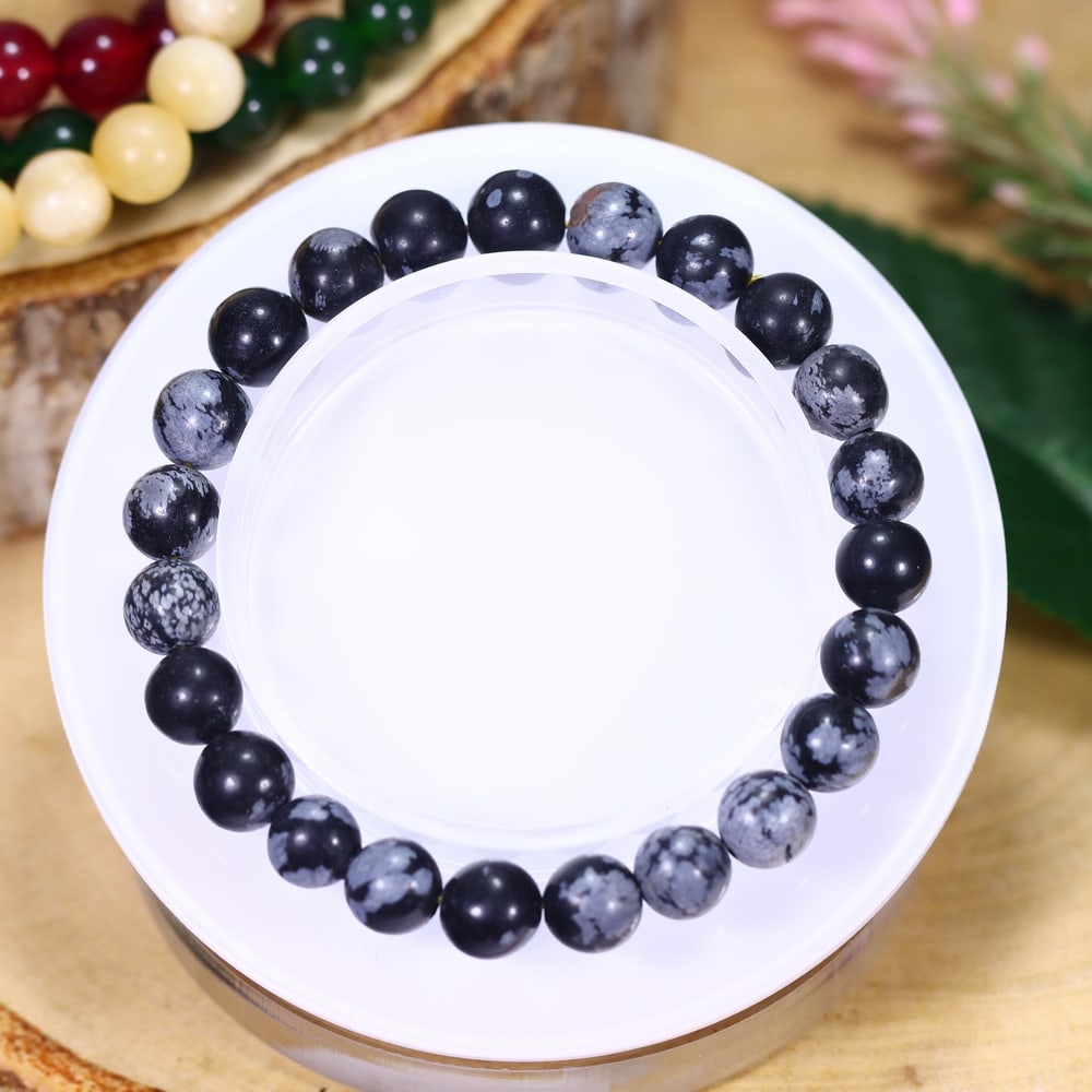 14.71g Snowflake Obsidian Bracelet - Polished Beads, 581B: Ksmith Heritage Auctioneers Welcome to our auction house, today auction brought to you by Ksmith Heritage Auctioneers based in Penang, Malaysia specialize in all kinds of opal and color gemstone both
