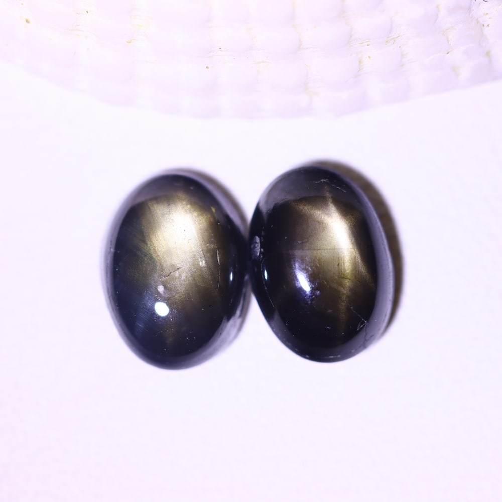 2.82cts 6 Rays Black Star Sapphire Pair, 818E: Ksmith Heritage Auctioneers Welcome to our auction house, today auction brought to you by Ksmith Heritage Auctioneers based in Penang, Malaysia specialize in all kinds of opal and color gemstone both