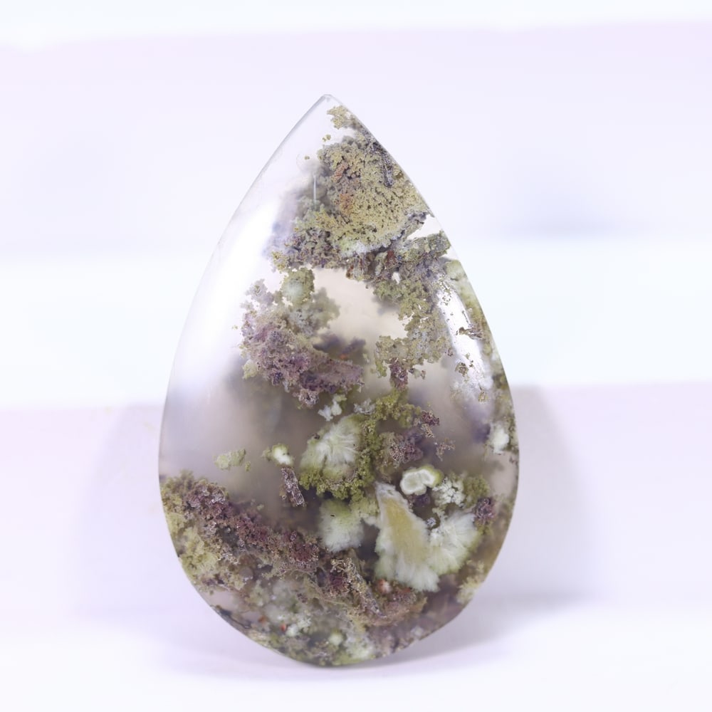 24.25Ct Moss Agate Cabochon - Polished - 34x21mm Approx, 244E: Ksmith Heritage Auctioneers Welcome to our auction house, today auction brought to you by Ksmith Heritage Auctioneers based in Penang, Malaysia specialize in all kinds of opal and color gemstone both