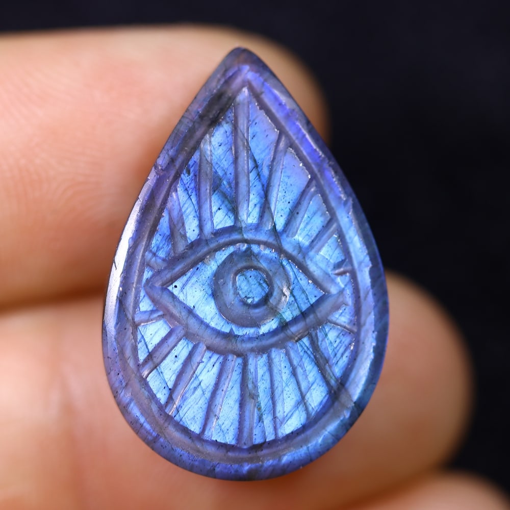 16.60cts Labradorite Evil Eye - Carving , 374E (1 of 3)