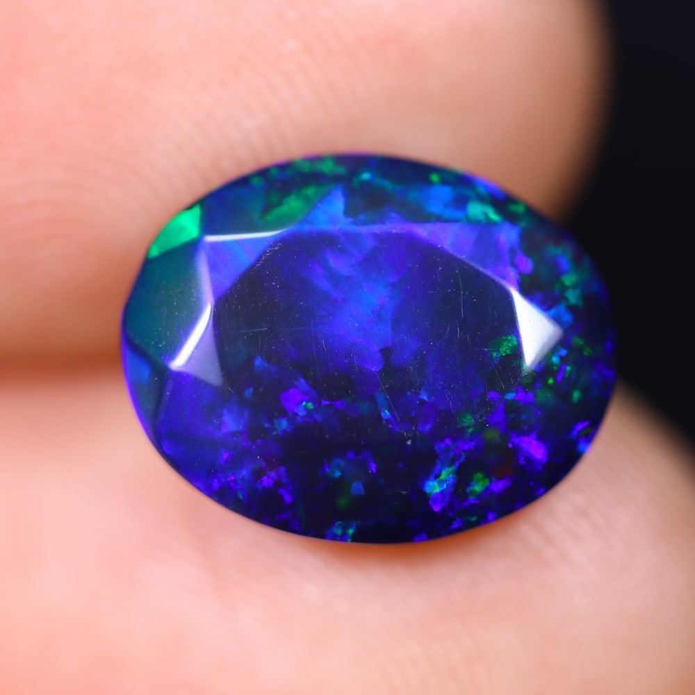 2.64Ct Welo Black Faceted Opal Polished - Ethiopian Opal, 989E (1 of 7)