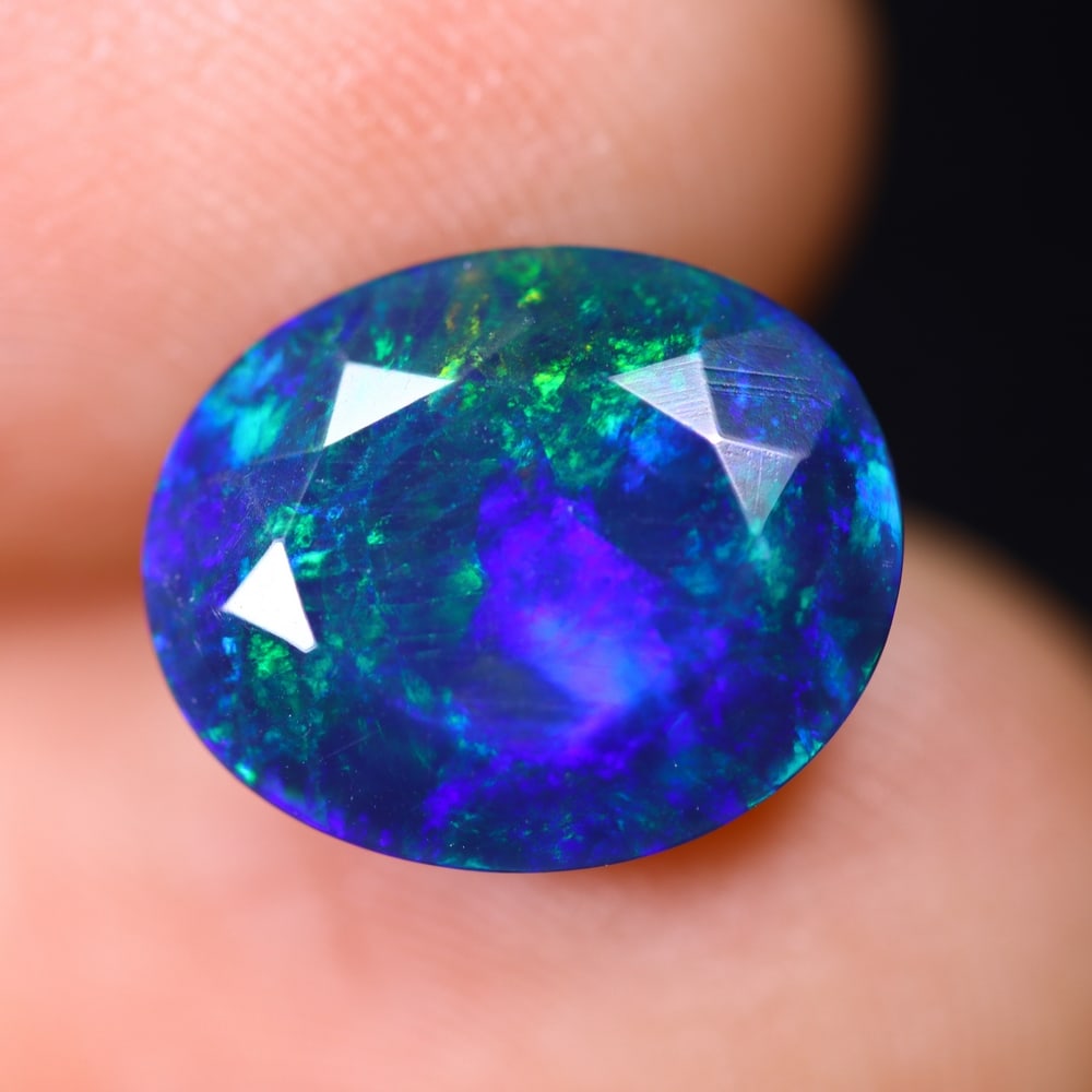 2.66Ct Welo Black Opal - Ethiopian Opal - Faceted Polished , 1063E (1 of 7)